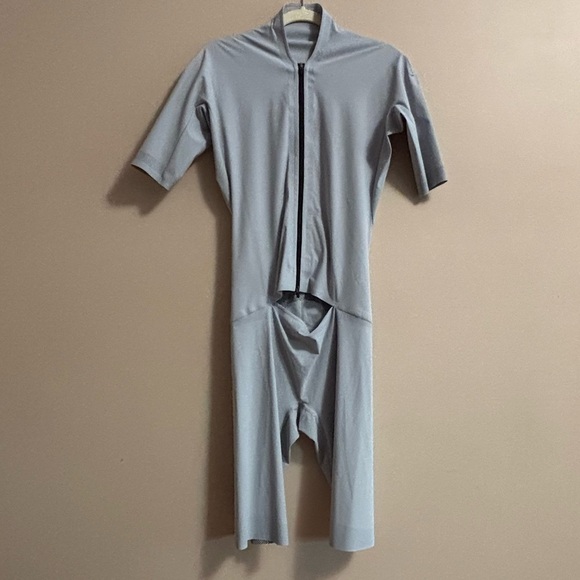 Johanna Parv Designer Sz S Stretchy Nylon Sprint Jumpsuit Grey new without tag - Picture 1 of 14